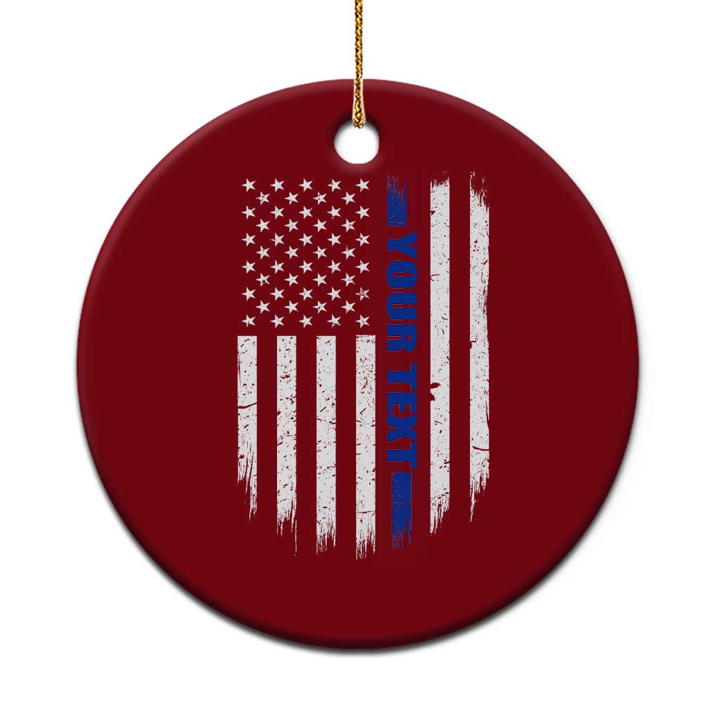 Personalized Police Ceramic Ornament Custom Text Name Vintage American Flag Law Enforcement Gift
