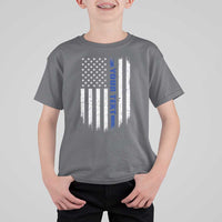 Personalized Police T Shirt For Kid Custom Text Name Vintage American Flag Law Enforcement Gift