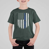 Personalized Police T Shirt For Kid Custom Text Name Vintage American Flag Law Enforcement Gift