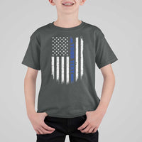 Personalized Police T Shirt For Kid Custom Text Name Vintage American Flag Law Enforcement Gift