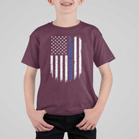 Personalized Police T Shirt For Kid Custom Text Name Vintage American Flag Law Enforcement Gift