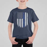 Personalized Police T Shirt For Kid Custom Text Name Vintage American Flag Law Enforcement Gift