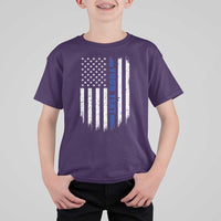 Personalized Police T Shirt For Kid Custom Text Name Vintage American Flag Law Enforcement Gift