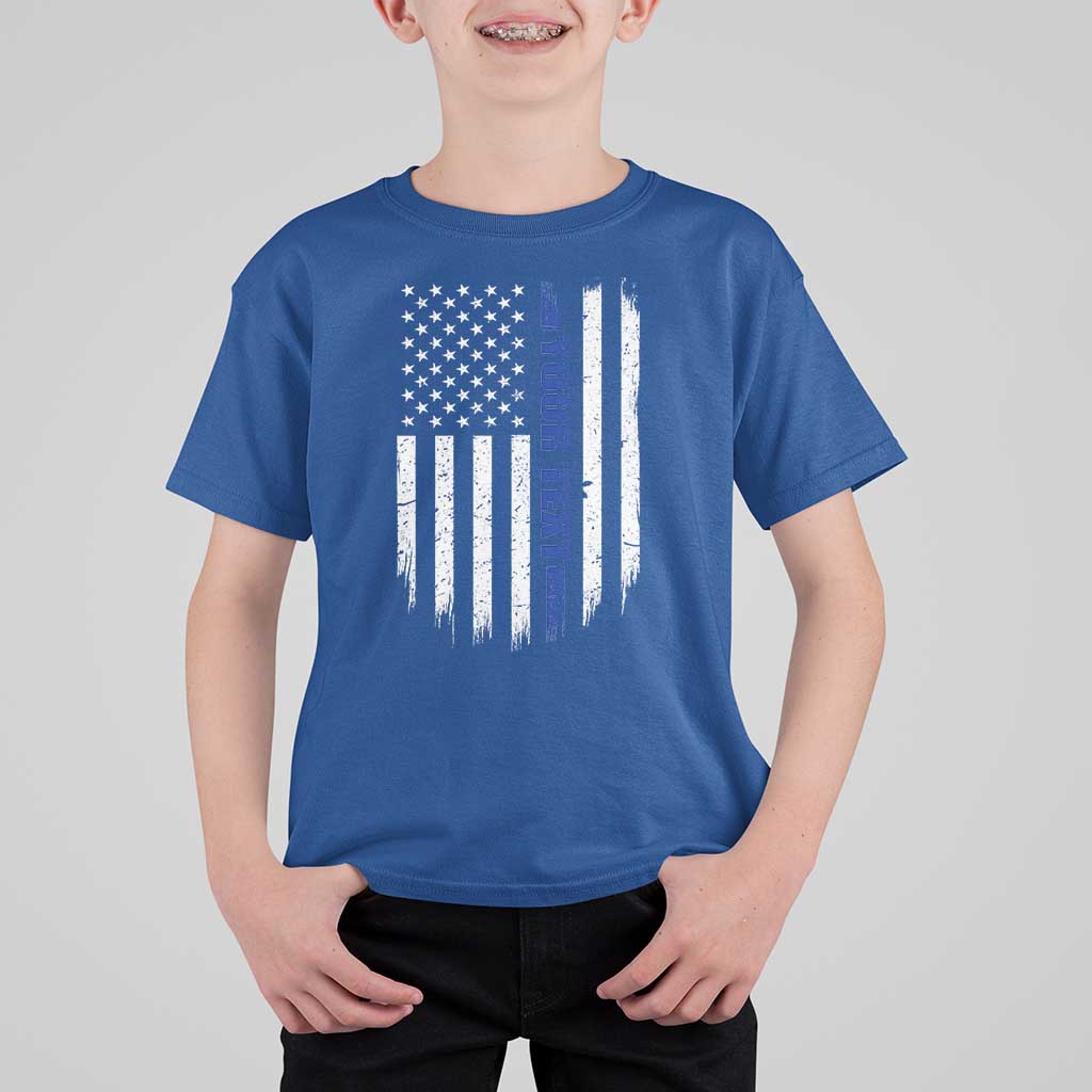 Personalized Police T Shirt For Kid Custom Text Name Vintage American Flag Law Enforcement Gift