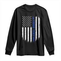 Personalized Police Long Sleeve Shirt Custom Text Name Vintage American Flag Law Enforcement Gift