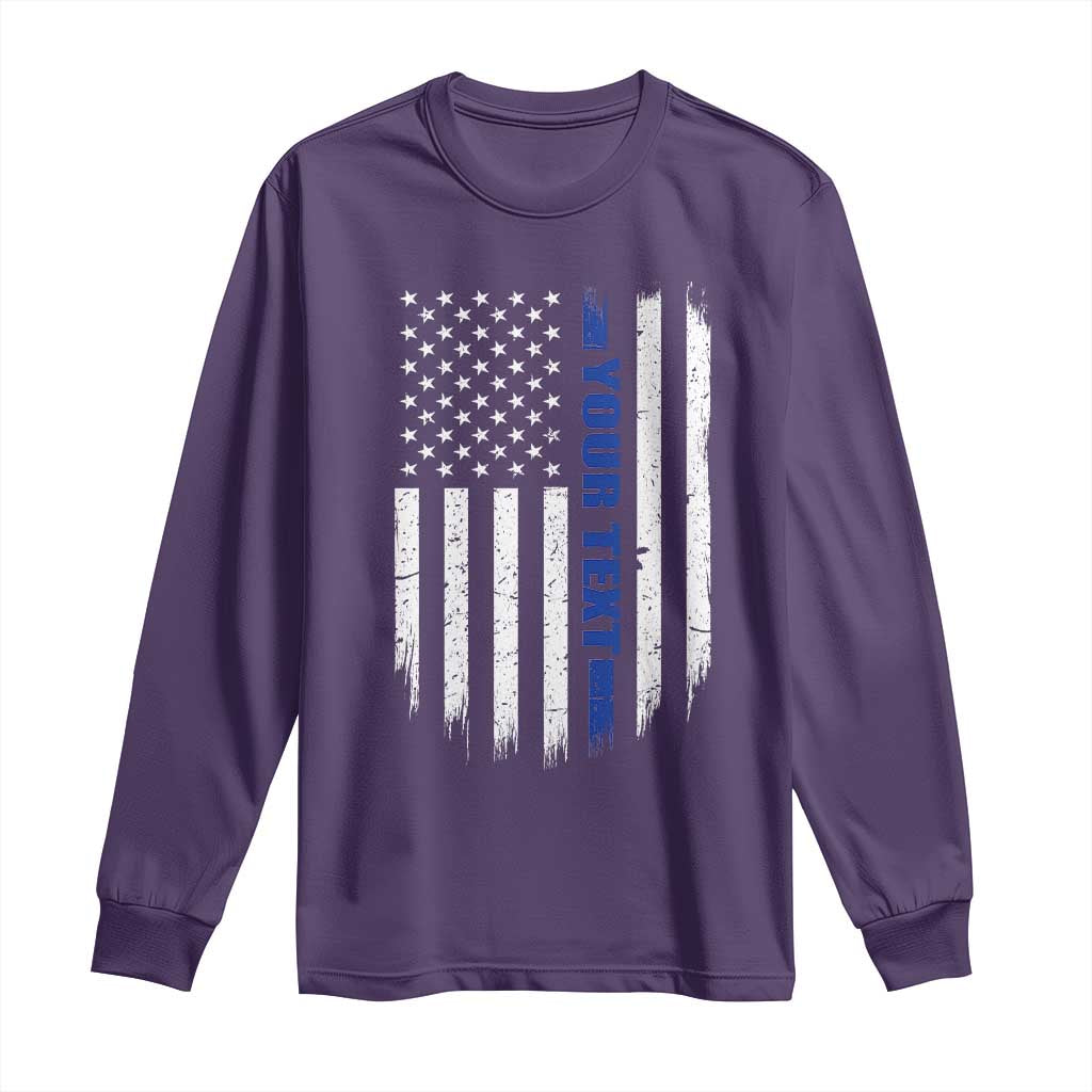Personalized Police Long Sleeve Shirt Custom Text Name Vintage American Flag Law Enforcement Gift