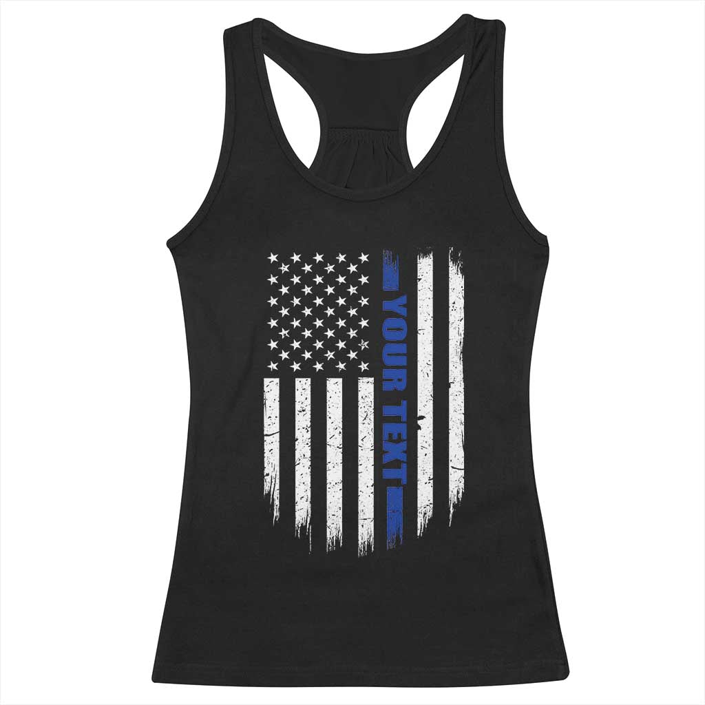 Personalized Police Racerback Tank Top Custom Text Name Vintage American Flag Law Enforcement Gift