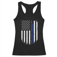 Personalized Police Racerback Tank Top Custom Text Name Vintage American Flag Law Enforcement Gift