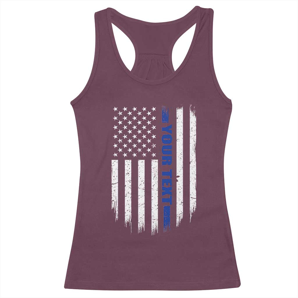 Personalized Police Racerback Tank Top Custom Text Name Vintage American Flag Law Enforcement Gift