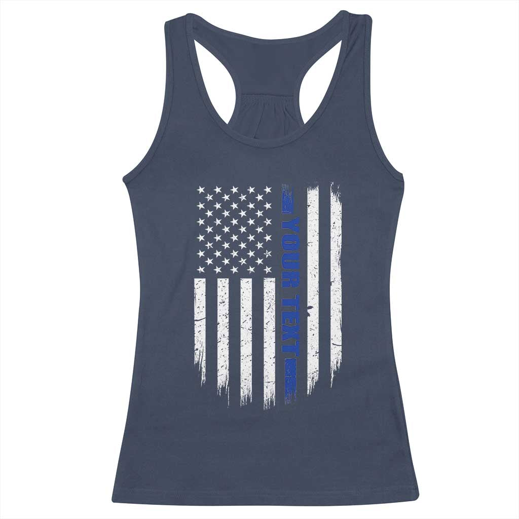 Personalized Police Racerback Tank Top Custom Text Name Vintage American Flag Law Enforcement Gift