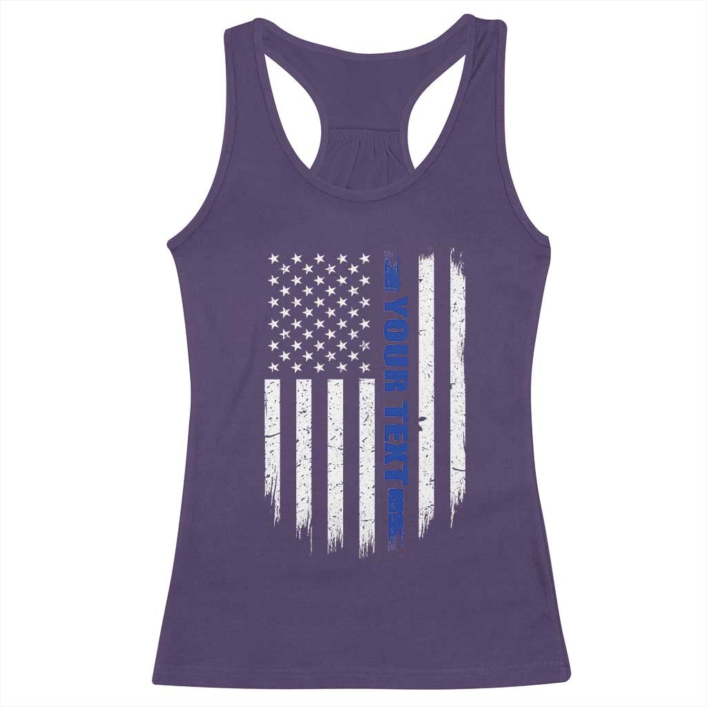 Personalized Police Racerback Tank Top Custom Text Name Vintage American Flag Law Enforcement Gift