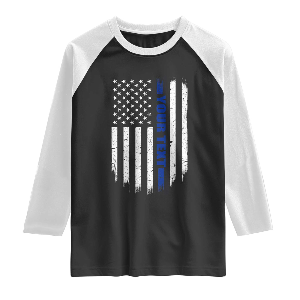 Personalized Police Raglan Shirt Custom Text Name Vintage American Flag Law Enforcement Gift