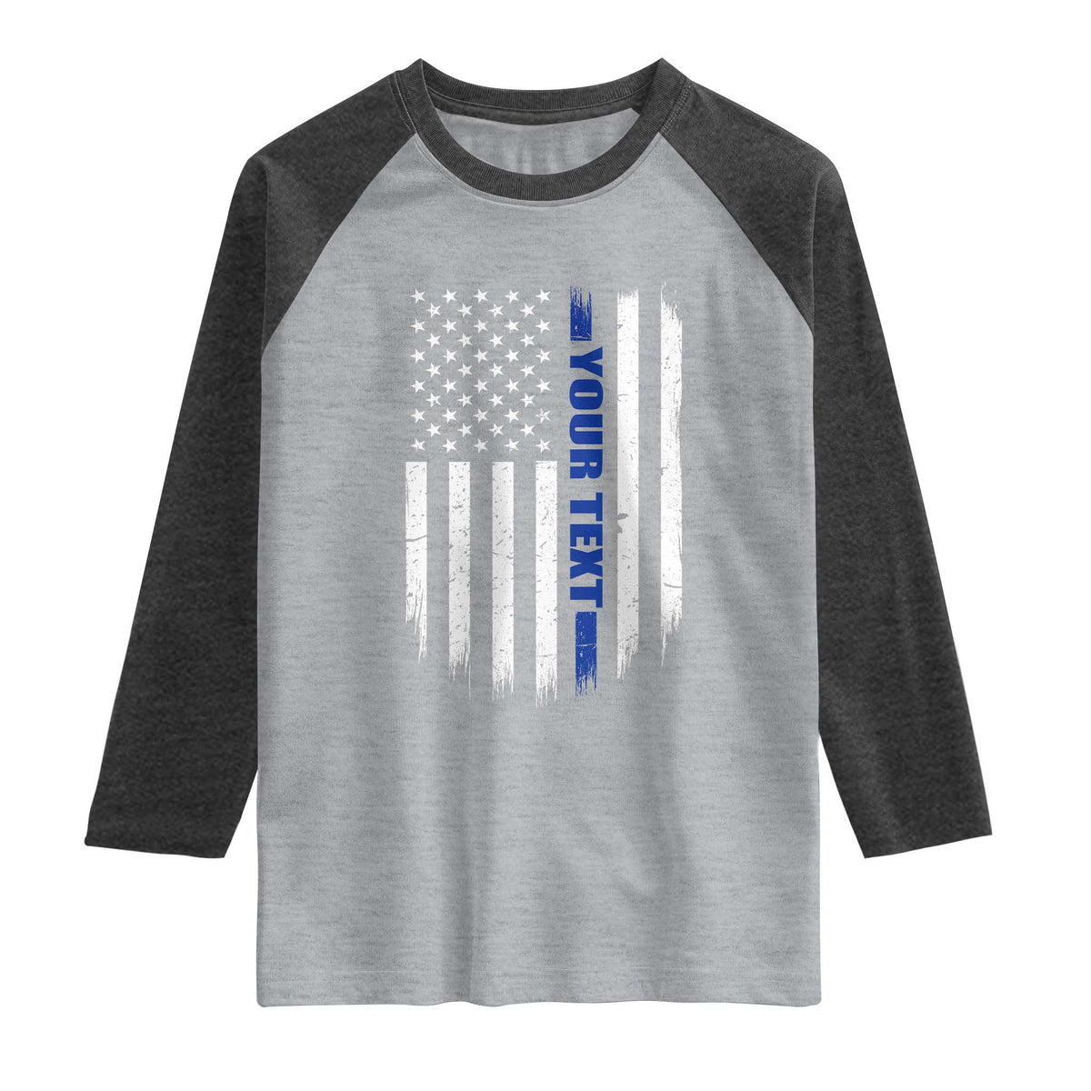 Personalized Police Raglan Shirt Custom Text Name Vintage American Flag Law Enforcement Gift