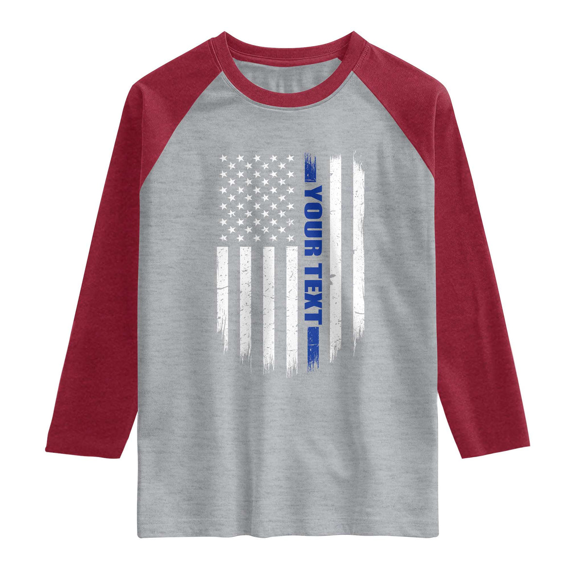Personalized Police Raglan Shirt Custom Text Name Vintage American Flag Law Enforcement Gift