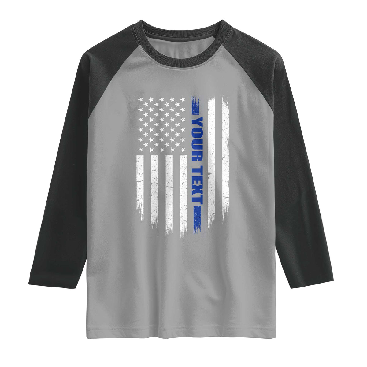 Personalized Police Raglan Shirt Custom Text Name Vintage American Flag Law Enforcement Gift