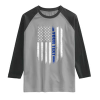 Personalized Police Raglan Shirt Custom Text Name Vintage American Flag Law Enforcement Gift