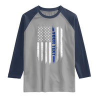 Personalized Police Raglan Shirt Custom Text Name Vintage American Flag Law Enforcement Gift