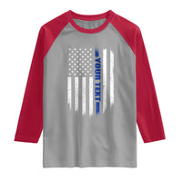 Personalized Police Raglan Shirt Custom Text Name Vintage American Flag Law Enforcement Gift