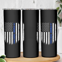 Personalized Police Skinny Tumbler Custom Text Name Vintage American Flag Law Enforcement Gift