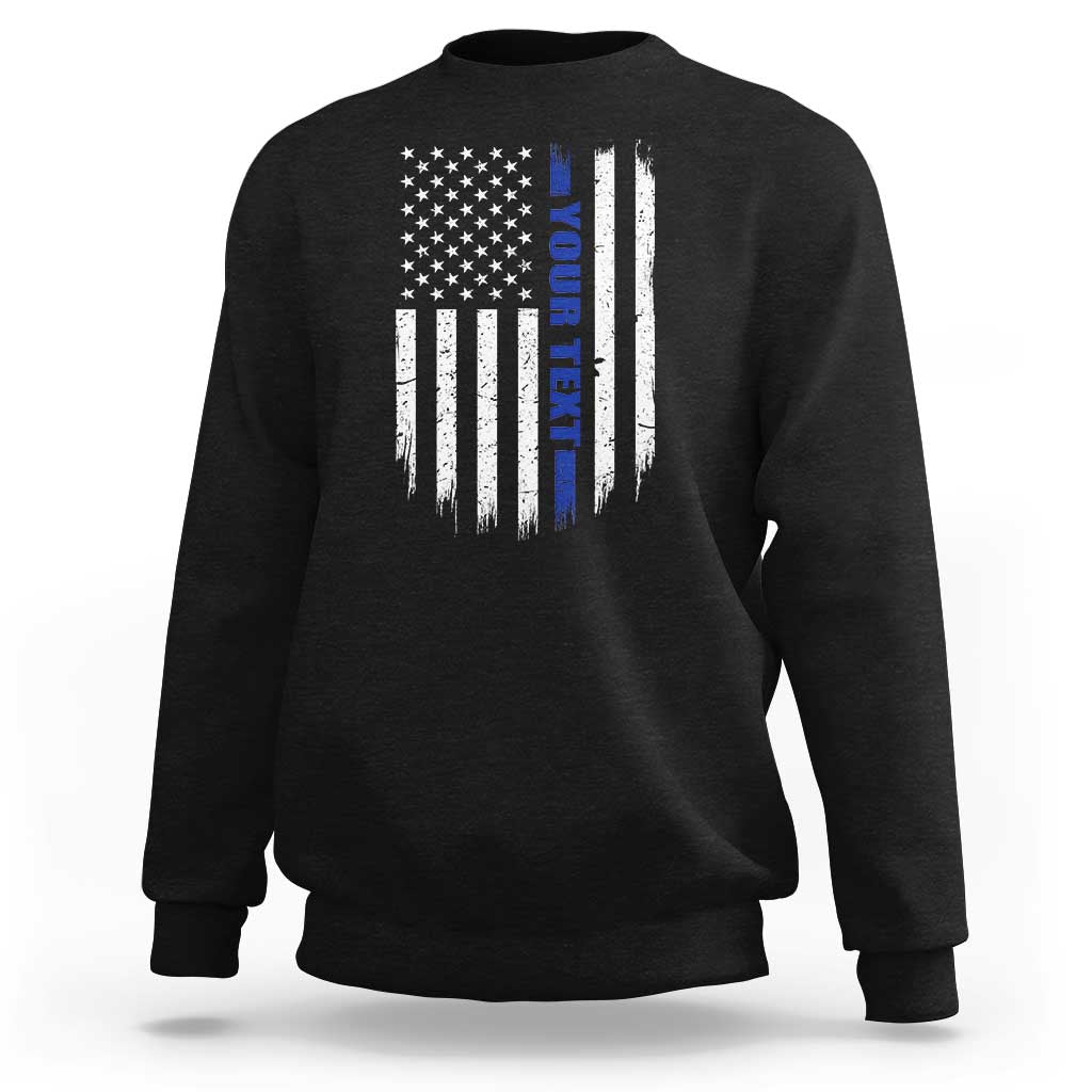 Personalized Police Sweatshirt Custom Text Name Vintage American Flag Law Enforcement Gift