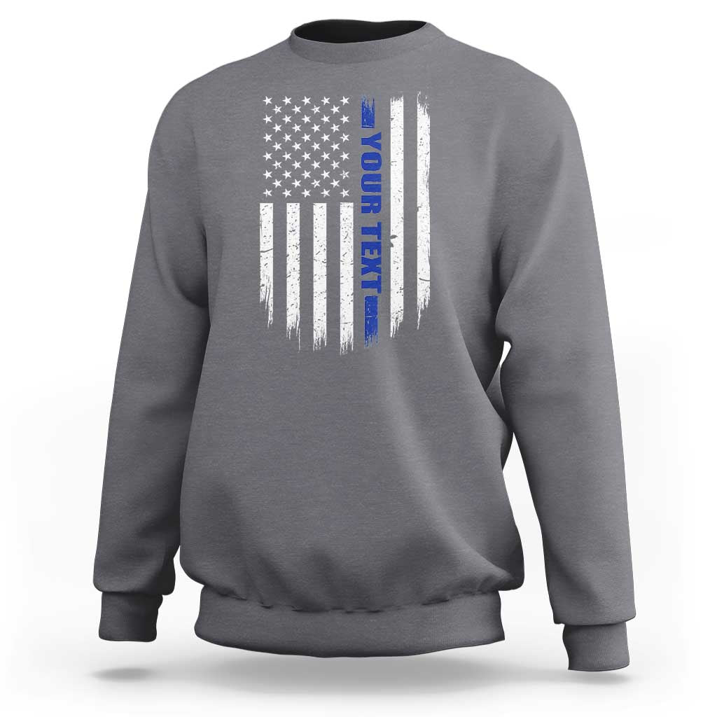 Personalized Police Sweatshirt Custom Text Name Vintage American Flag Law Enforcement Gift