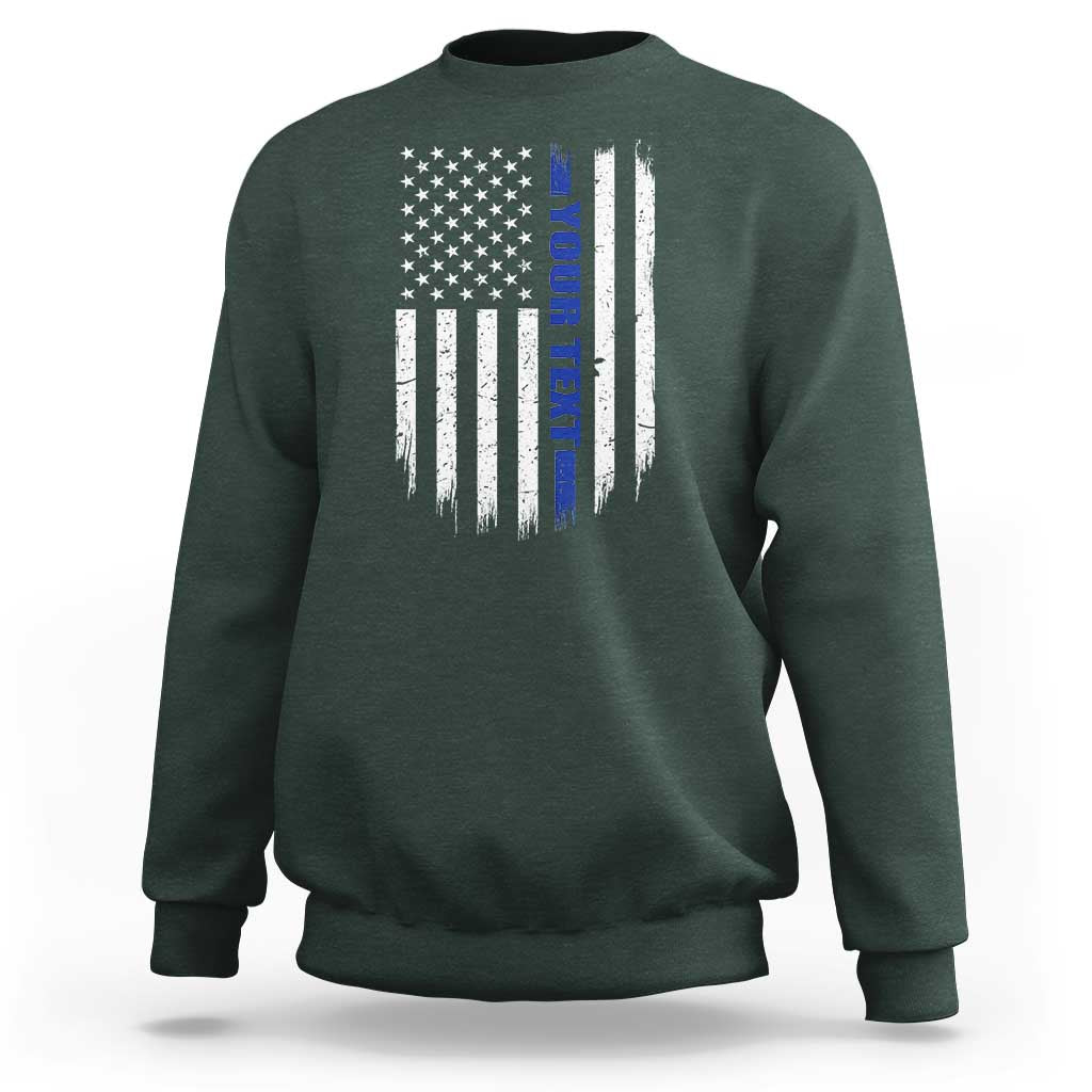 Personalized Police Sweatshirt Custom Text Name Vintage American Flag Law Enforcement Gift