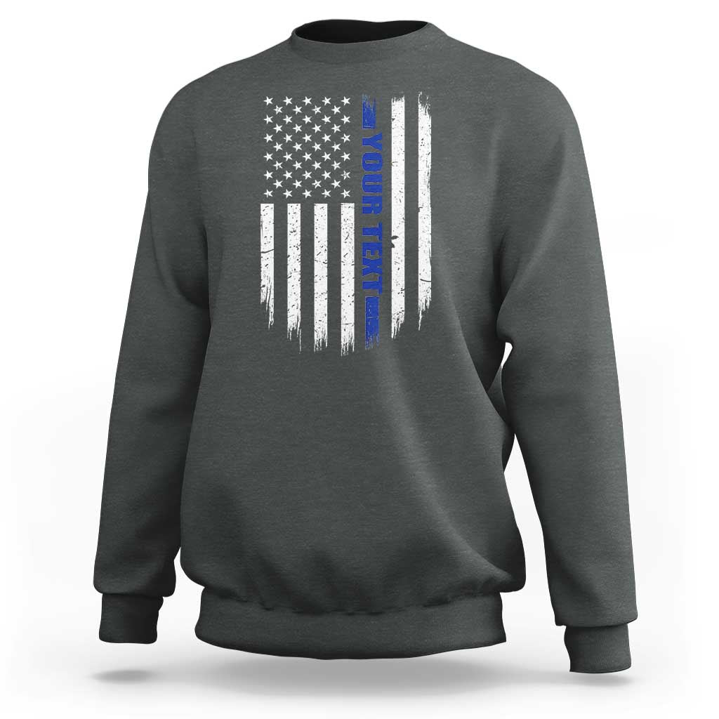 Personalized Police Sweatshirt Custom Text Name Vintage American Flag Law Enforcement Gift