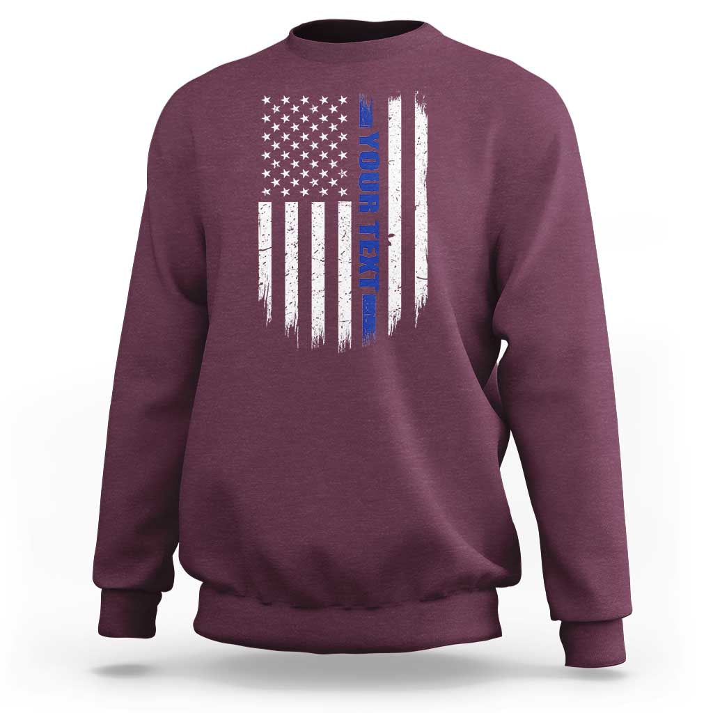 Personalized Police Sweatshirt Custom Text Name Vintage American Flag Law Enforcement Gift