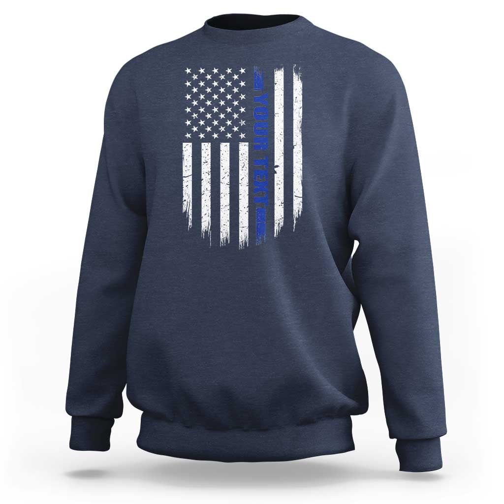 Personalized Police Sweatshirt Custom Text Name Vintage American Flag Law Enforcement Gift