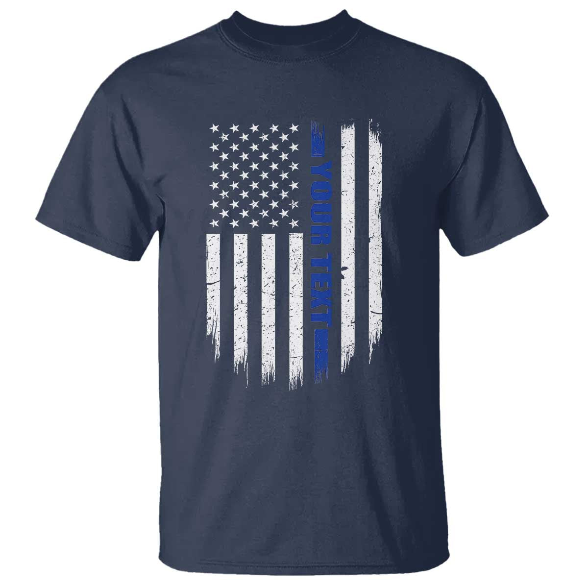 Personalized Police T Shirt Custom Text Name Vintage American Flag Law Enforcement Gift