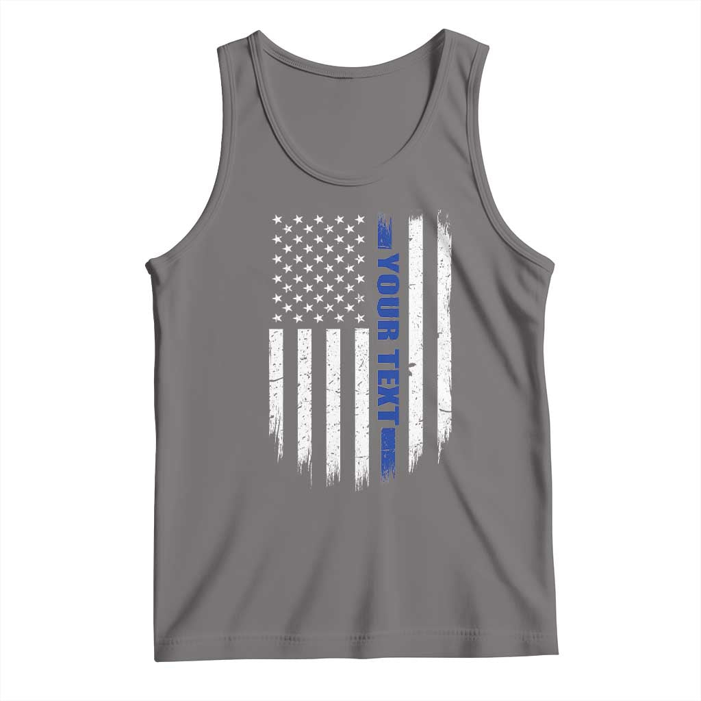 Personalized Police Tank Top Custom Text Name Vintage American Flag Law Enforcement Gift