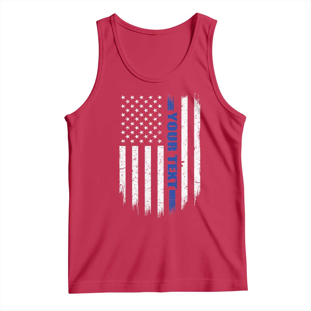 Personalized Police Tank Top Custom Text Name Vintage American Flag Law Enforcement Gift
