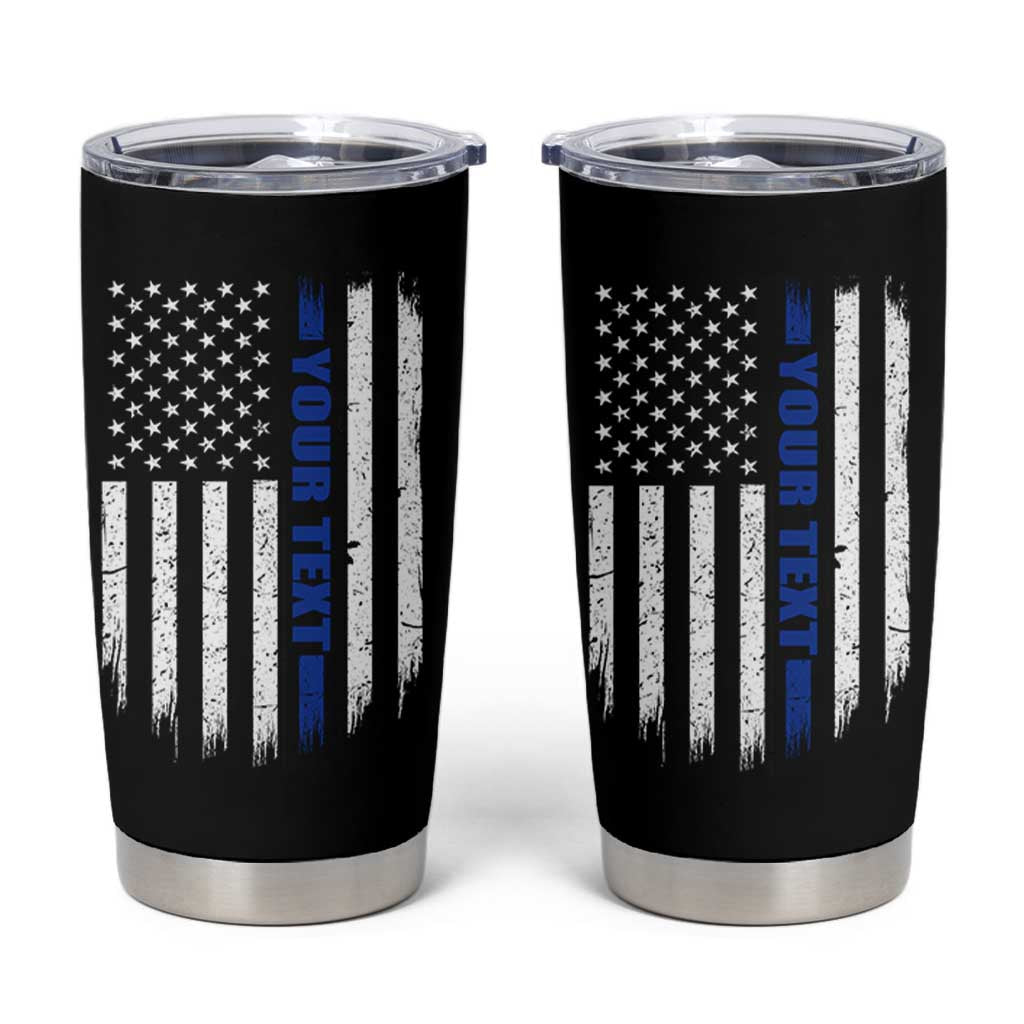 Personalized Police Tumbler Cup Custom Text Name Vintage American Flag Law Enforcement Gift