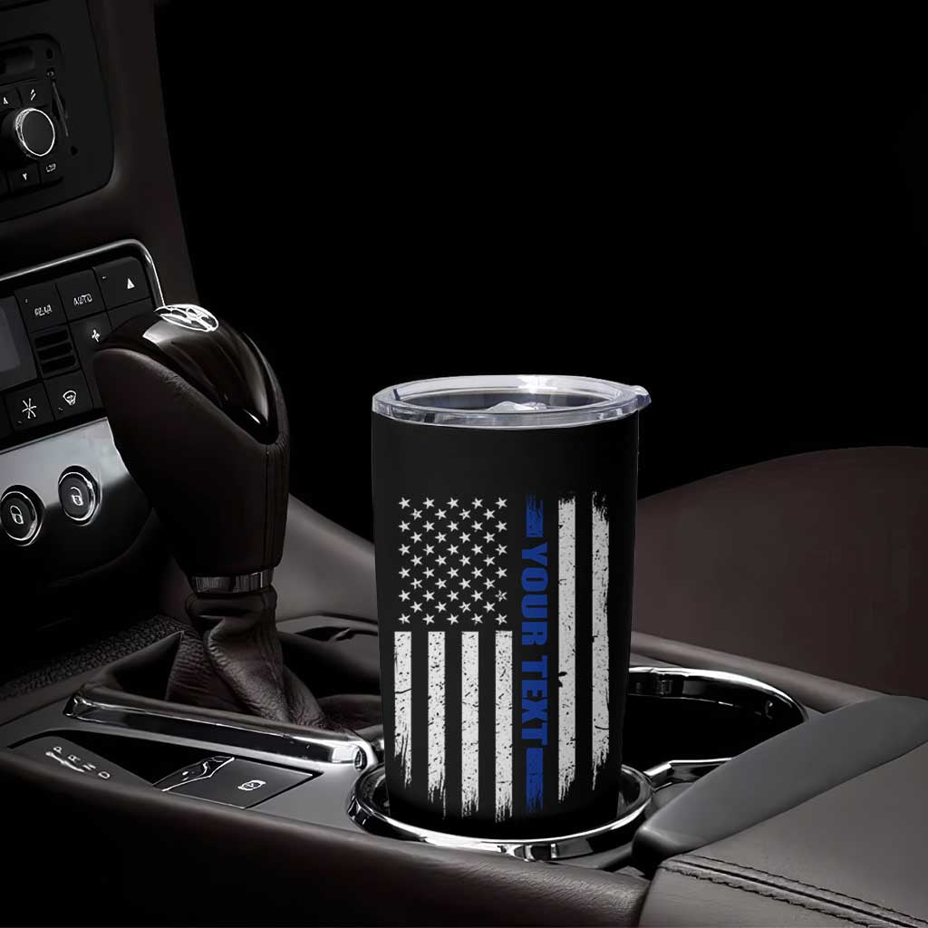 Personalized Police Tumbler Cup Custom Text Name Vintage American Flag Law Enforcement Gift