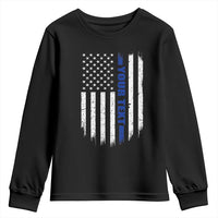 Personalized Police Youth Sweatshirt Custom Text Name Vintage American Flag Law Enforcement Gift