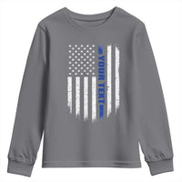 Personalized Police Youth Sweatshirt Custom Text Name Vintage American Flag Law Enforcement Gift