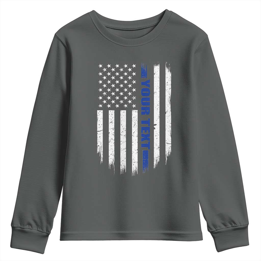 Personalized Police Youth Sweatshirt Custom Text Name Vintage American Flag Law Enforcement Gift