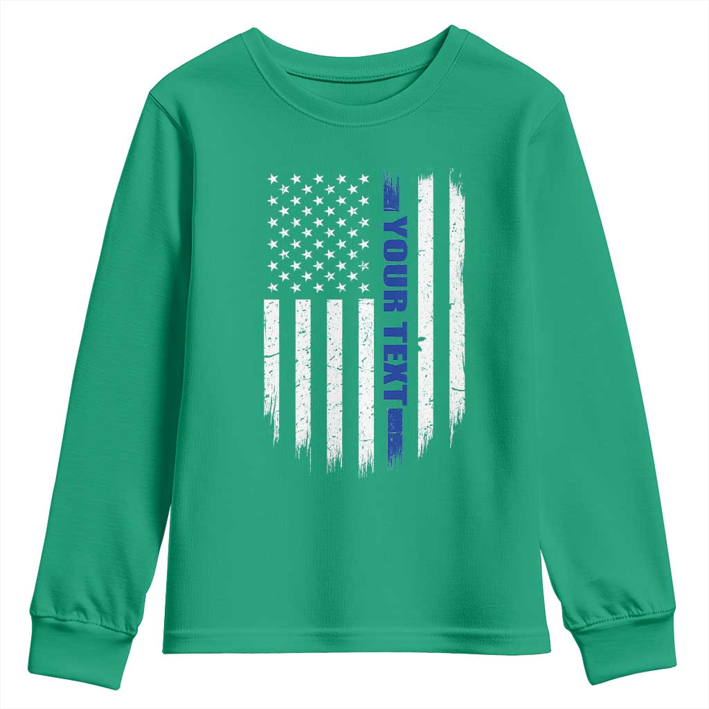 Personalized Police Youth Sweatshirt Custom Text Name Vintage American Flag Law Enforcement Gift