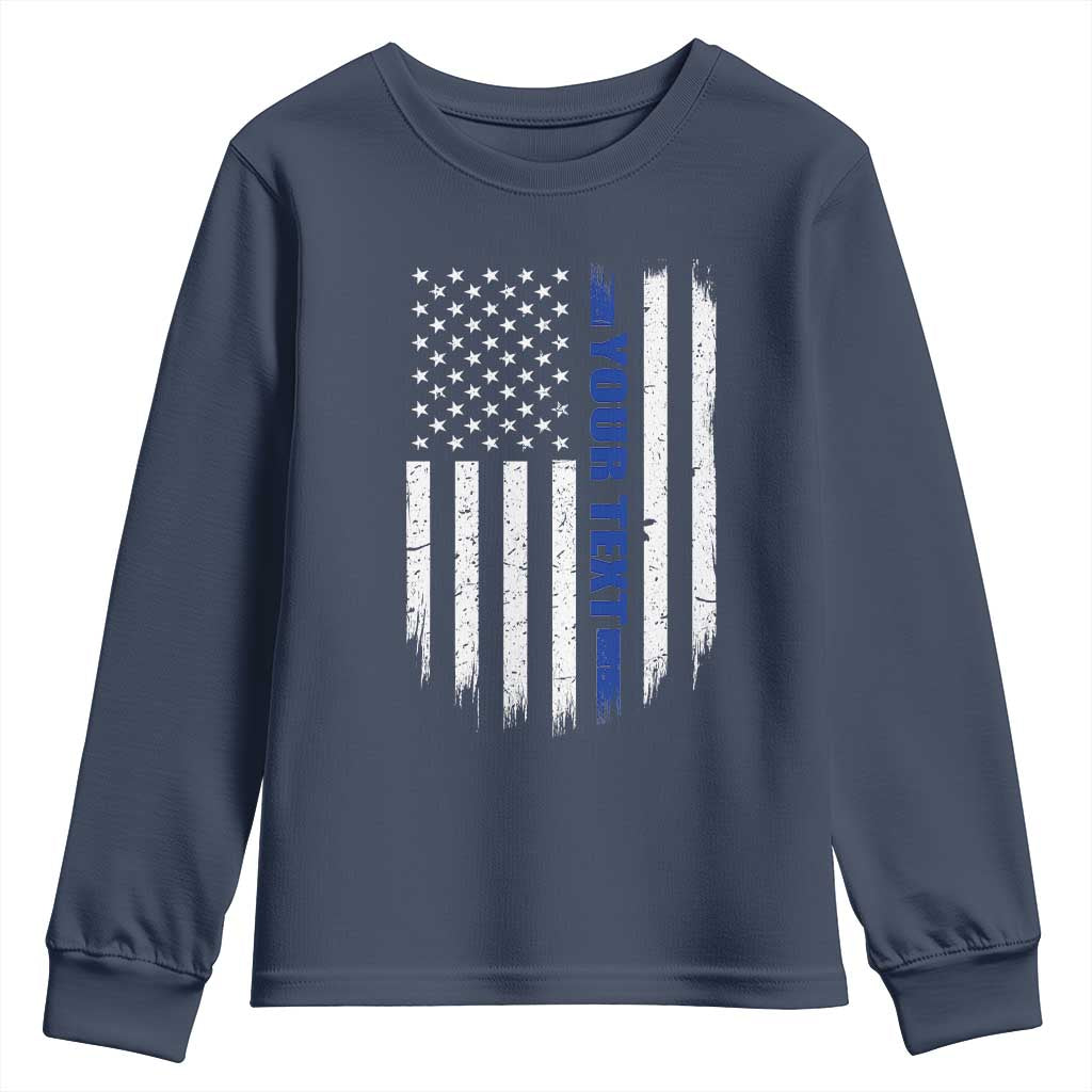 Personalized Police Youth Sweatshirt Custom Text Name Vintage American Flag Law Enforcement Gift