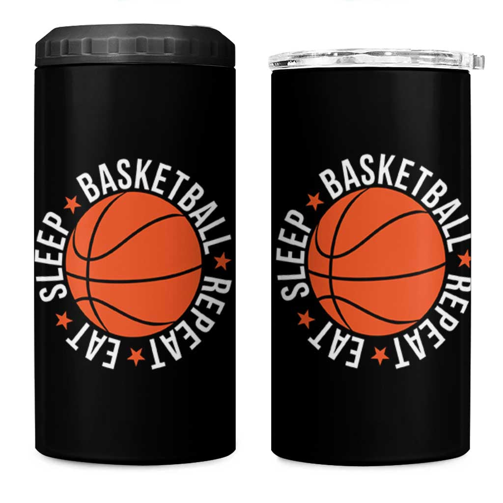 Basketball Lover 4 in 1 Can Cooler Tumbler Eat Sleep Basketball Repeat - Wonder Print Shop