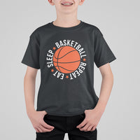 Basketball Lover T Shirt For Kid Eat Sleep Basketball Repeat - Wonder Print Shop
