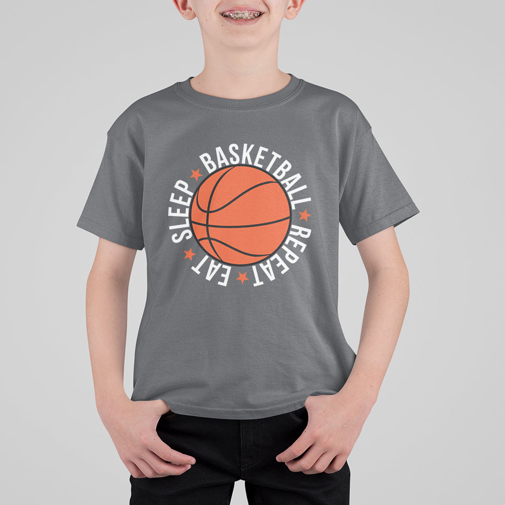 Basketball Lover T Shirt For Kid Eat Sleep Basketball Repeat - Wonder Print Shop