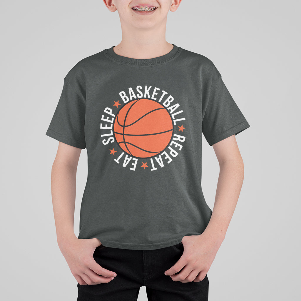 Basketball Lover T Shirt For Kid Eat Sleep Basketball Repeat - Wonder Print Shop