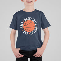 Basketball Lover T Shirt For Kid Eat Sleep Basketball Repeat - Wonder Print Shop