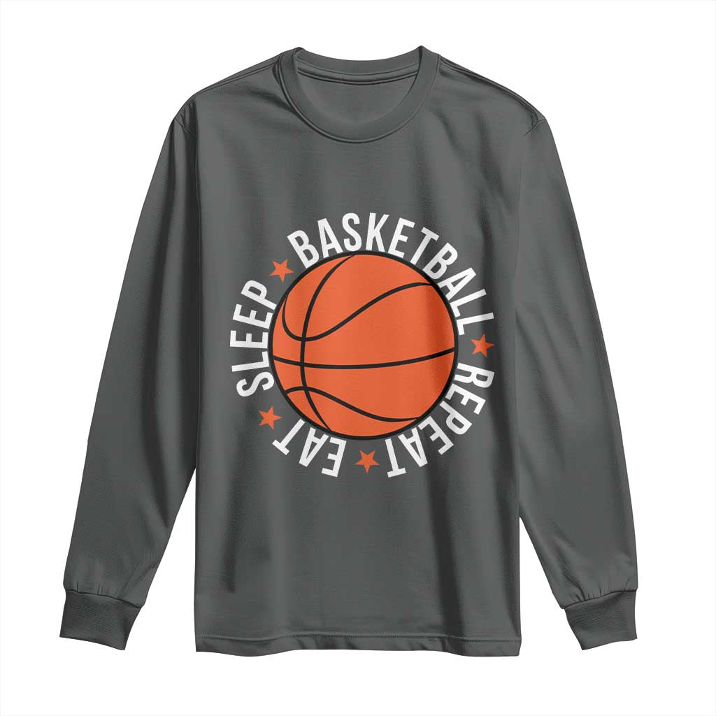 Basketball Lover Long Sleeve Shirt Eat Sleep Basketball Repeat - Wonder Print Shop