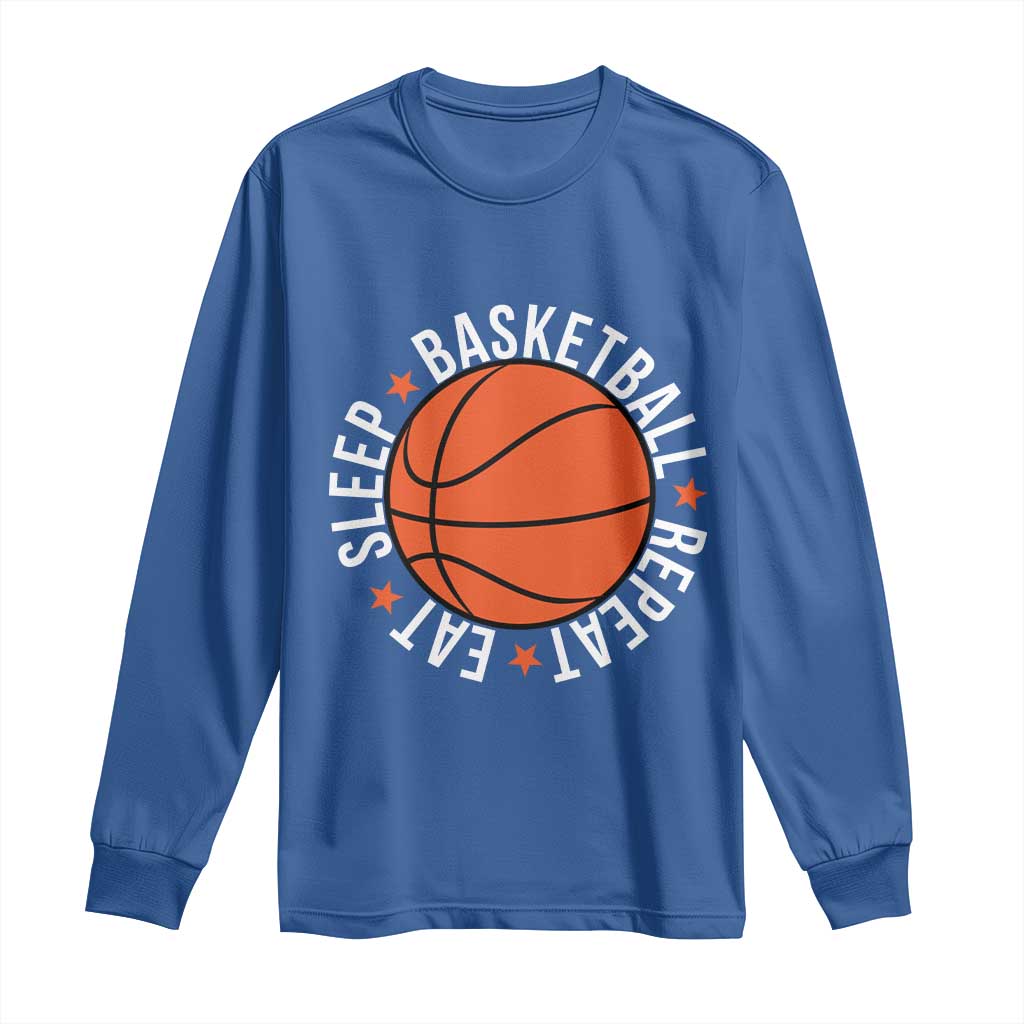 Basketball Lover Long Sleeve Shirt Eat Sleep Basketball Repeat - Wonder Print Shop