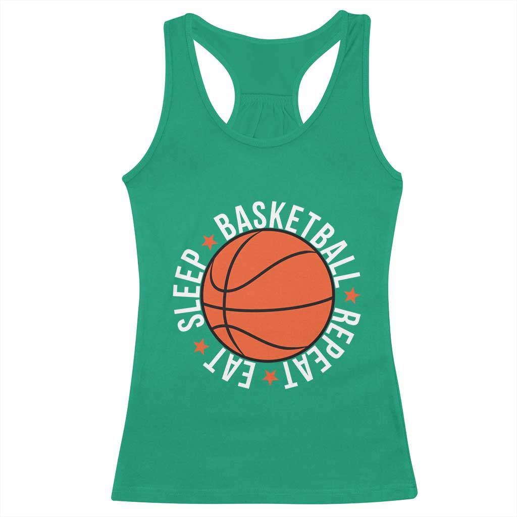 Basketball Lover Racerback Tank Top Eat Sleep Basketball Repeat - Wonder Print Shop
