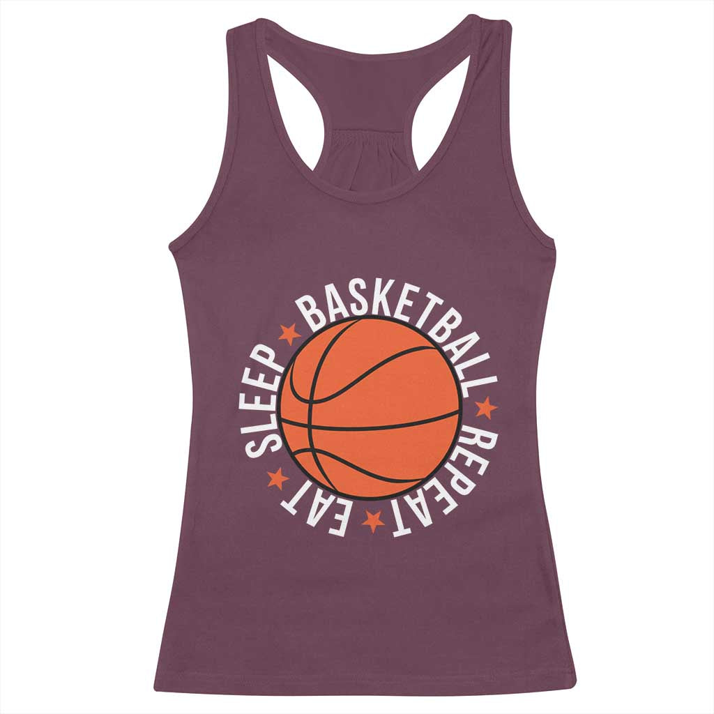 Basketball Lover Racerback Tank Top Eat Sleep Basketball Repeat - Wonder Print Shop
