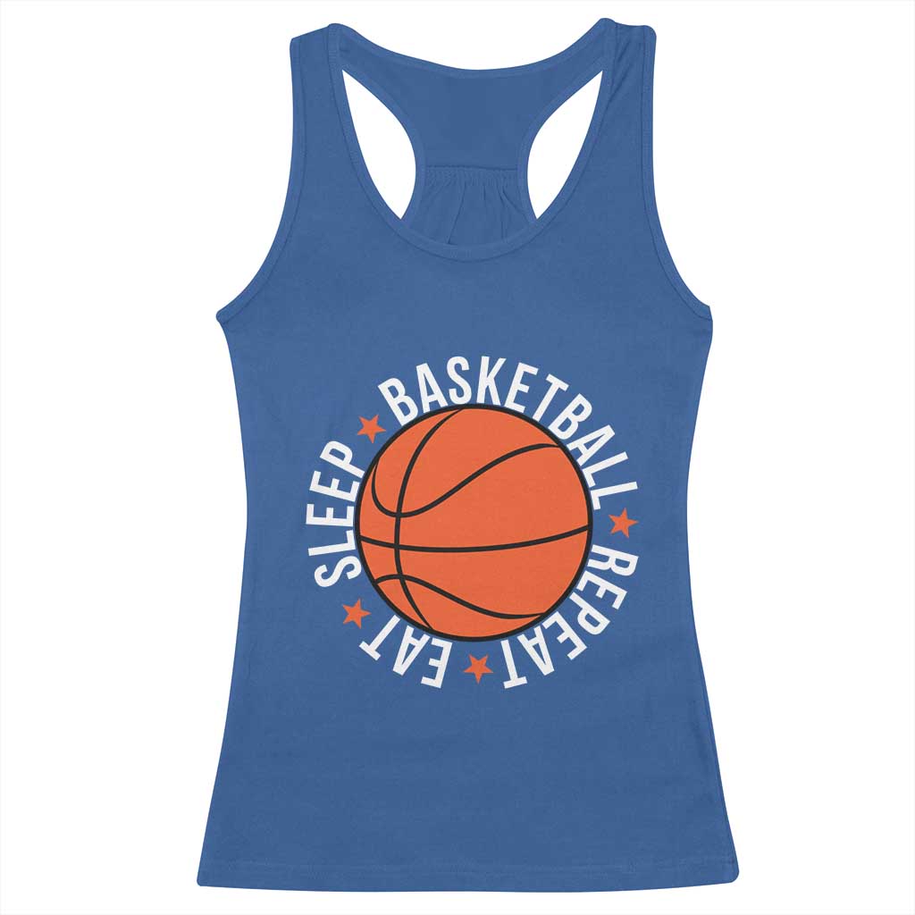 Basketball Lover Racerback Tank Top Eat Sleep Basketball Repeat - Wonder Print Shop
