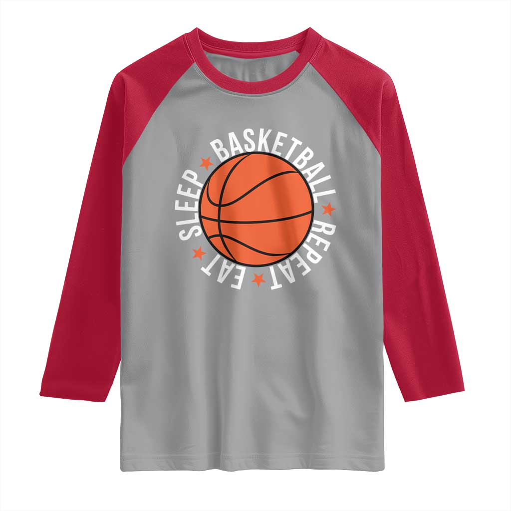 Basketball Lover Raglan Shirt Eat Sleep Basketball Repeat - Wonder Print Shop